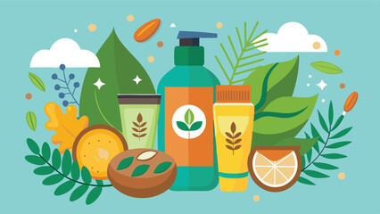 Colorful vector illustration showcasing a variety of natural ingredients and products among vibrant elements in a lively arrangement