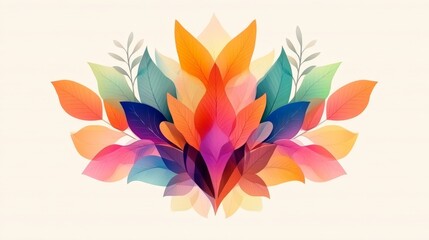 Obraz premium Abstract floral composition with layered geometric petals in vibrant gradient colors of orange, red, and pink in a creative 3D vector design
