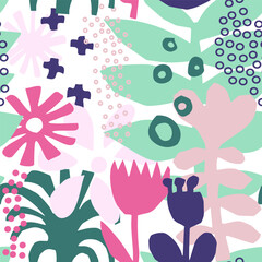 Seamless pattern animals, insects, flowers. Template for printing, screensavers; pattern for textiles, cover, banner template in social networks.