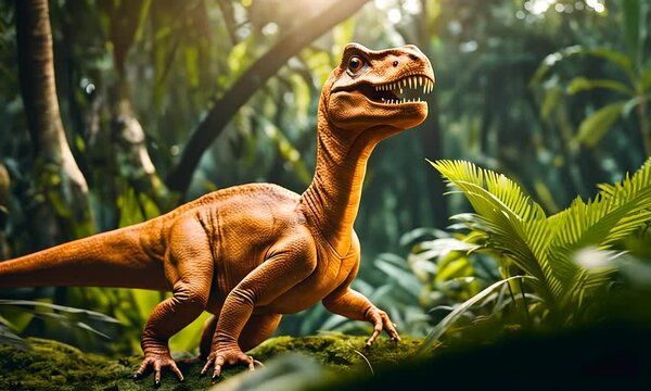 Video of an orange dinosaur.