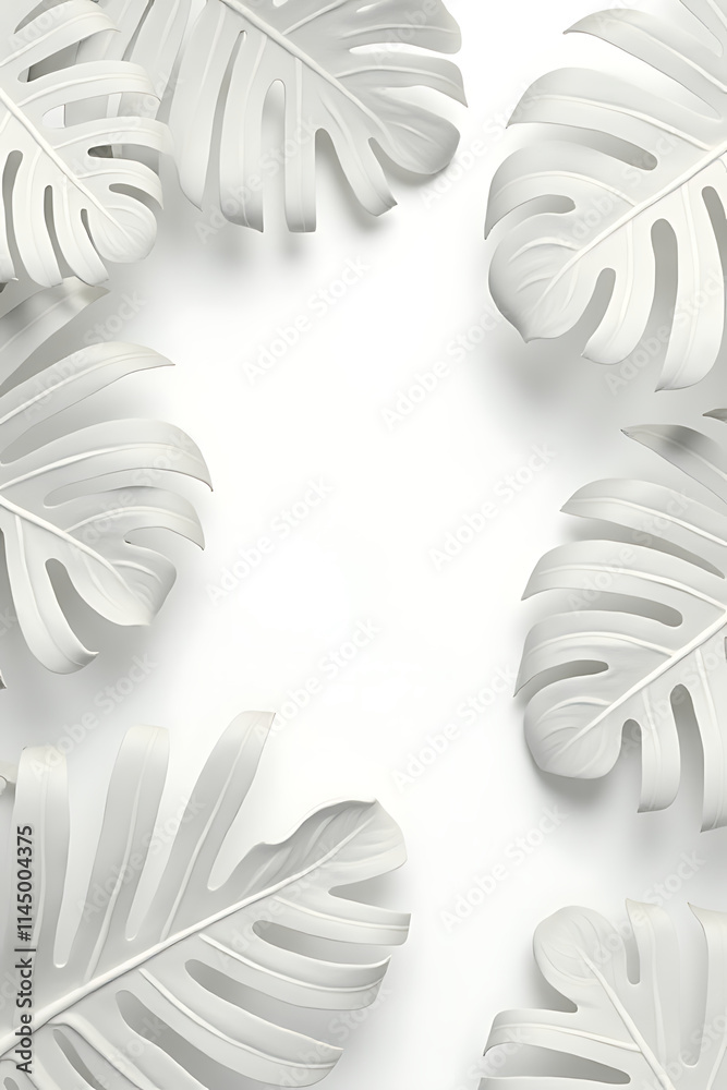 Poster beautiful monstera leaves in white on a transparent background create a stunning tropical botanical 