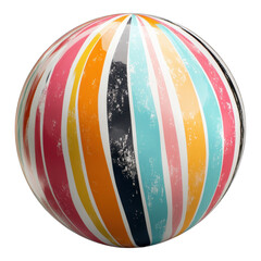 Colorful striped ball design studio 3d render creative environment close-up playful concept