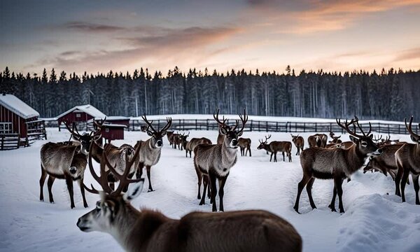 Reindeer farm in Lapland.
