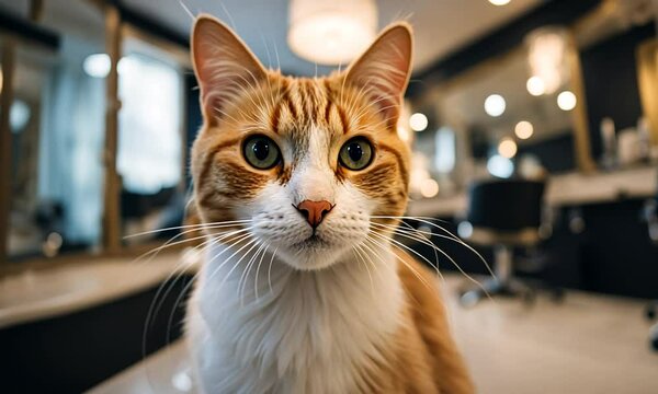Cat in a hair salon.
