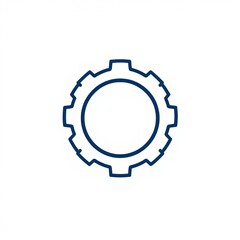 Minimalist outline of a gear icon on a clean white background.