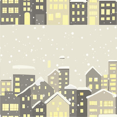 Minimal seamless vector of a winter townscape