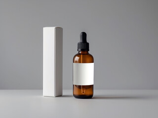 3D render of a dropper bottle featuring a blank label.