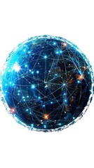 Glowing Polygonal Globe with Interconnected Dots and Lines Representing Digital Connectivity Worldwide Network and the Concept of Global Communication in the Modern Technological Age
