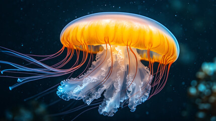 Obraz premium jelly fish in the water close-up
