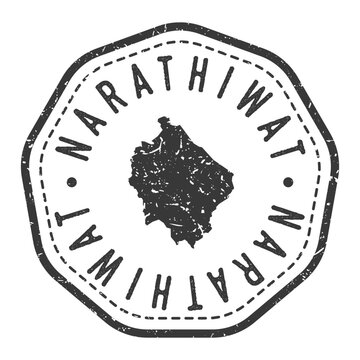 Narathiwat, Thailand Map Stamp Retro Postmark. Silhouette Postal Passport. Seal Round Vector Icon. Badge Vintage Postage Design.