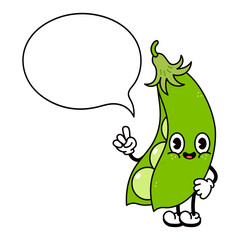 Cute funny Peas with an inscription character.Vector hand drawn traditional cartoon vintage,retro, kawaii character illustration icon. Isolated white background. Peas character