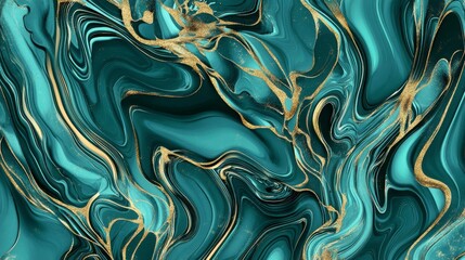 Fototapeta premium Stunning Teal and Gold Marble Graphic Design