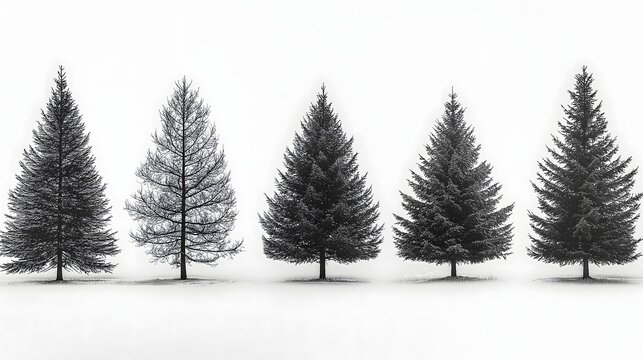 vector illustration trees in snow