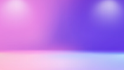 Studio room gradient purple pink soft color neon background. Fashion spotlight style on wallpaper. Floor shelf or product.