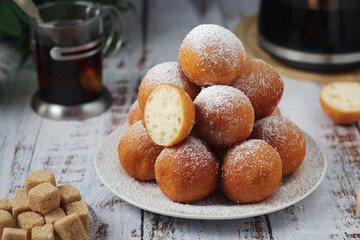 Quarkbelllchen, traditional German dessert made of cotton cheese and dough