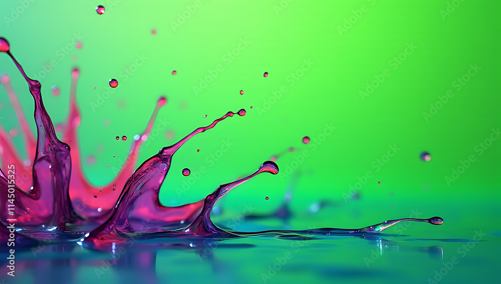 Poster a vibrant green neon gradient paper cut displays a dynamic splash of color on its surface suddenly._