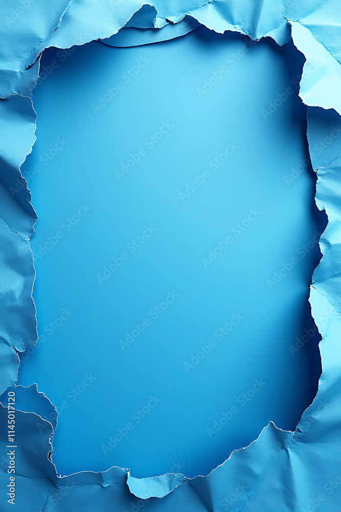 Poster A textured blue paper background with visible tears adds a unique and subtle element to various artistic compositions and designs freely._00003_