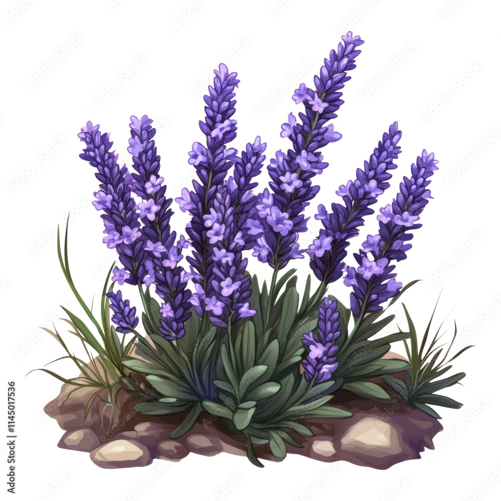 Wall mural Lavender Blooms, vibrant purple flowers showcasing delicate petals and lush greenery, perfect for enhancing various design projects.