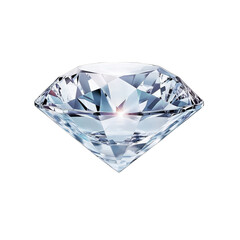Large Brilliant Diamond Gemstone on White Background Luxury Jewelry Precious Stone Fine Cut Clarity Sparkle Reflection Wealth Symbol Elegance PNG Transparent Image