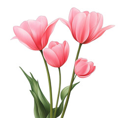 Fototapeta premium Pink Tulips Bouquet Floral Arrangement Spring Flowers Botanical Illustration PNG Transparent Background Mothers Day Birthday Gift Wedding Invitation Decoration Romantic Nature Beauty Elegant Delicate