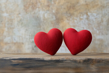 Fototapeta premium Two Hearts on Blue Background – Romantic Valentine's Day Concept