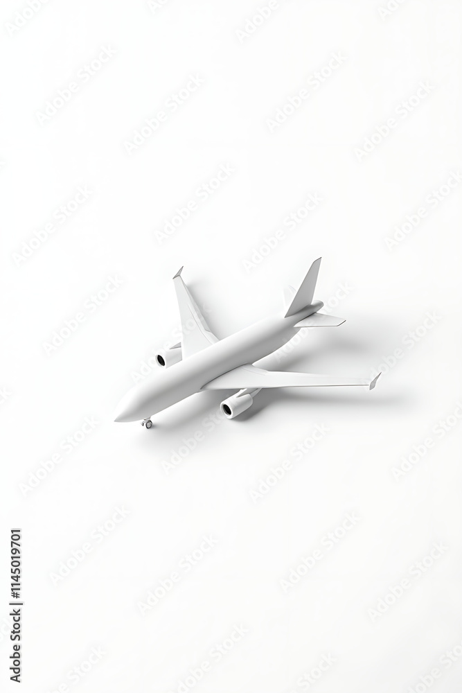 Poster A simple model airplane in a clean white design, isolated on a white background with minimal mockup details._00001_