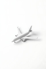 A simple model airplane in a clean white design, isolated on a white background with minimal mockup details._00001_