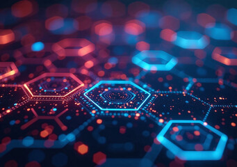 colorful hexagons form futuristic digital backdrop various technological