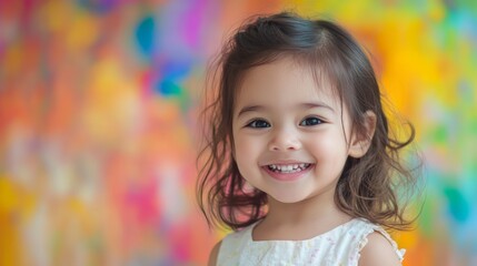 Fototapeta premium Radiant Smile of a Little Girl in a Colorful Setting