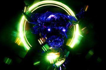 music album cover, abstract silhouette demon	
