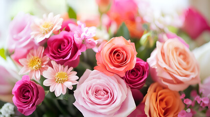 Obraz premium Beautiful bouquet of flowers. Mother's Day, Valentine's Day, Bridal bouquet