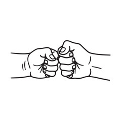 Obraz premium Father And Son Fist Bump, Parent And Child Bumping Fists, With Hands Closed, Black And White Vector Design Silhouette