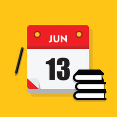 calender icon, 13 june icon with yellow background