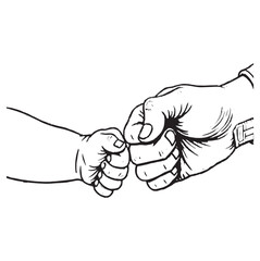 Parent And Child Bumping Fists | Father & Son | Fist Bump | Dad & Child | Vector Silhouette Clipart