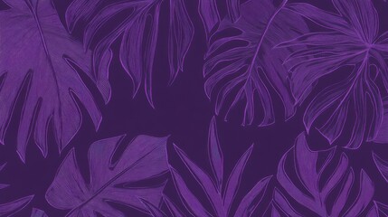 Stunning Purple Tropical Leaf Design. Elegant Botanical Line Art Print