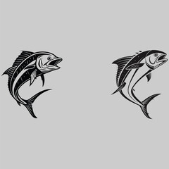 common dolphinfish silhouette vector design art and illustration 