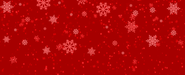 heavy snowfall, snowflakes in different shapes and forms. Many white cold flake elements on red background. White snowflakes flying in the air. Snow flakes, snow background christmas	