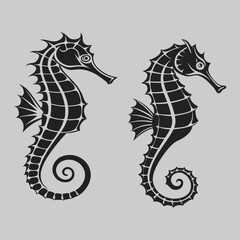 seahorse silhouette vector design art and illustration