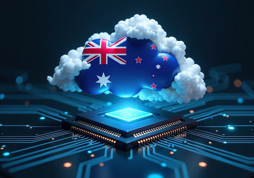 innovative technology features hawaii flag cloud processor showcasing digital advancement