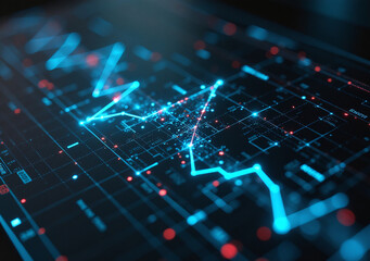 Obraz premium intricate digital effects create holographic data blackboard cyberpunk