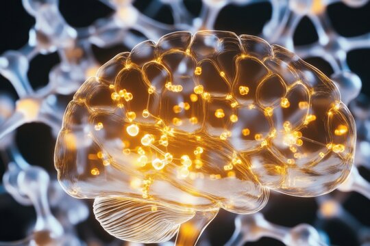 A glowing 3D digital brain highlights the interactions of drugs with the central nervous system, featuring floating molecular structures and neurotransmitter pathways that illustrate complex effects.