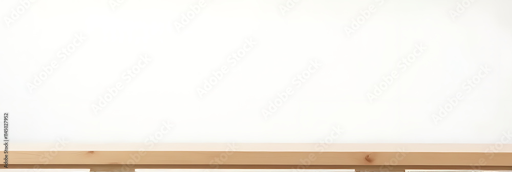 Poster a minimalist wooden table with a blank slate surface set against a clean white background for produc