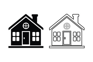 Home icon set silhouette vector image Art illustration.