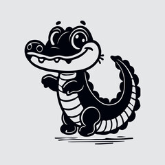 Happy AligatorShilaoutte Vector Art.Aligator outline shilaoutte vector