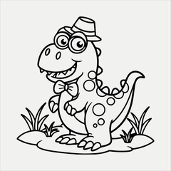 Cute Happy Aligator Outline Art Illustration.Aligator outline shilaoutte