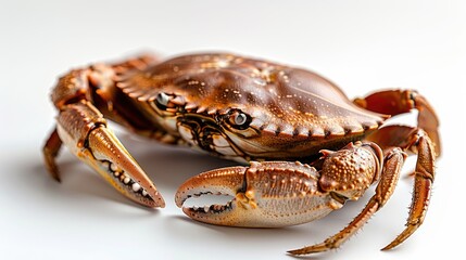 A detailed close-up of a crab showcasing its texture and features.