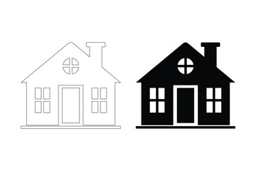 Home icon set silhouette vector image Art illustration.