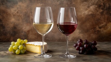 Naklejka premium Aromatic Wine and Cheese Pairing: Delightful Still Life