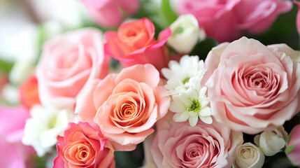 Naklejka premium Beautiful bouquet of flowers. Mother's Day, Valentine's Day, Bridal bouquet