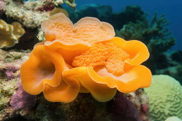 Beautiful orange coral thriving in a vibrant underwater ecosystem